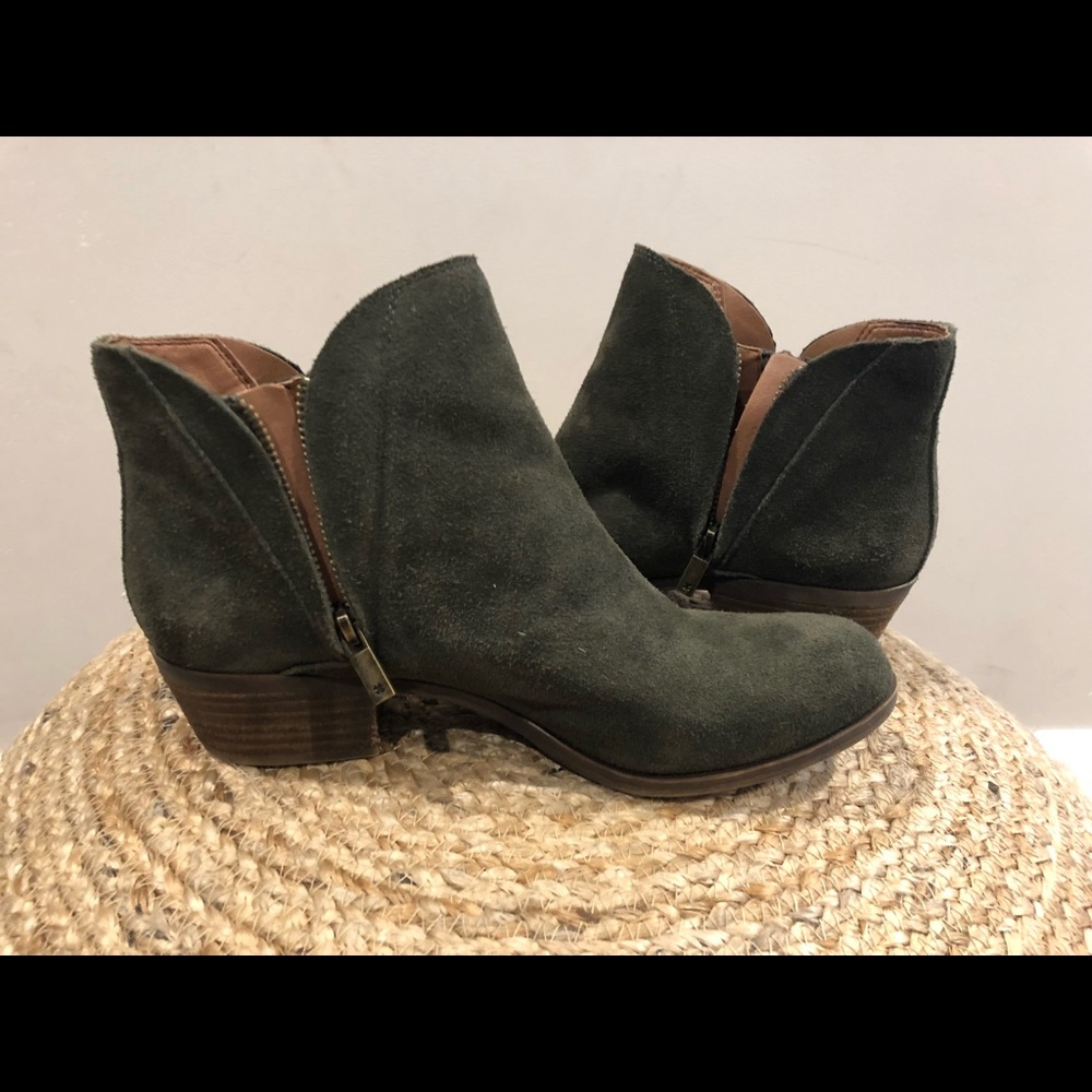 Army Green suede booties